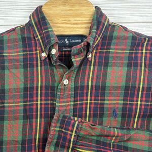 Ralph Lauren Men's Red Green Yellow Plaid Cotton Button Down‎ Classic Fit Sz M